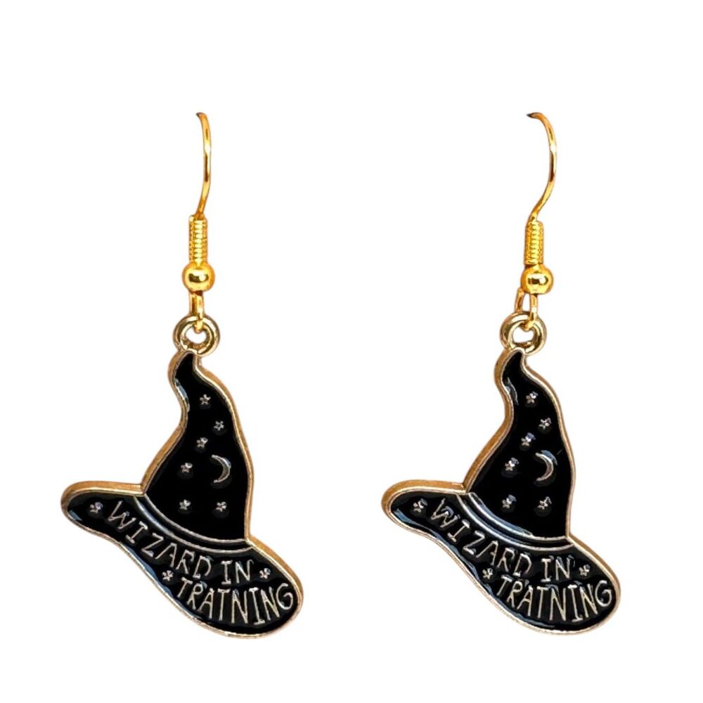 Halloween Wizard Hat Hook Gold Plated Earrings Item #2033 - Picture 1 of 5
